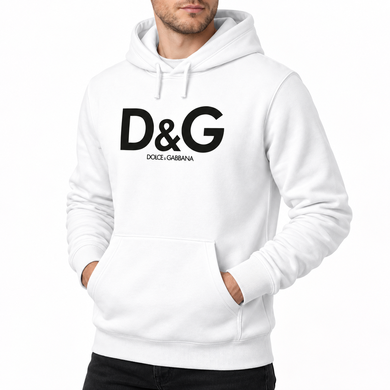 Men's Dolce and Gabbana Pullover Hoodie in White – alternate angle