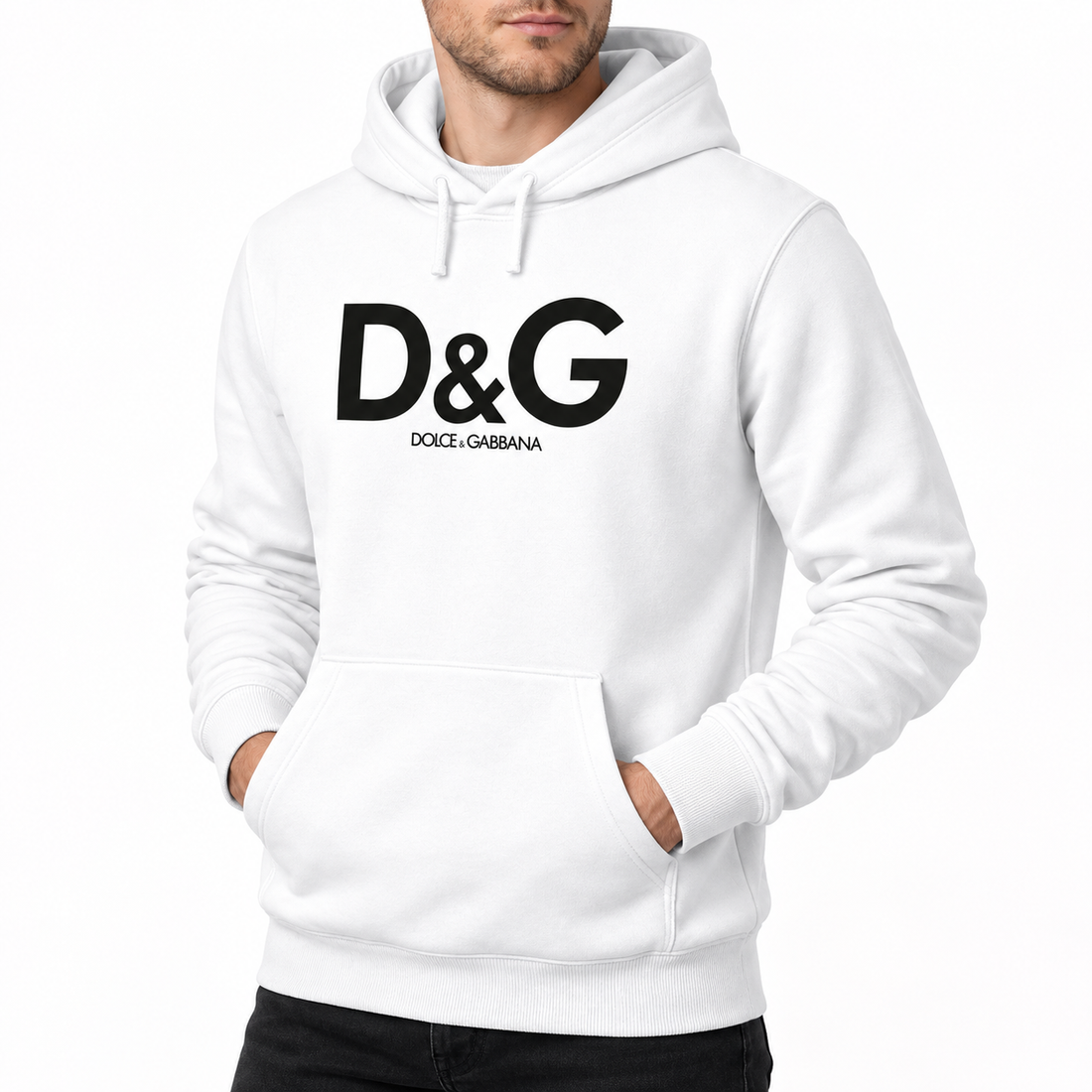 Men's Dolce and Gabbana Pullover Hoodie in White – alternate angle