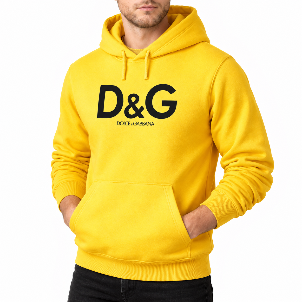 Men's Dolce and Gabbana Pullover Hoodie in Yellow – alternate angle