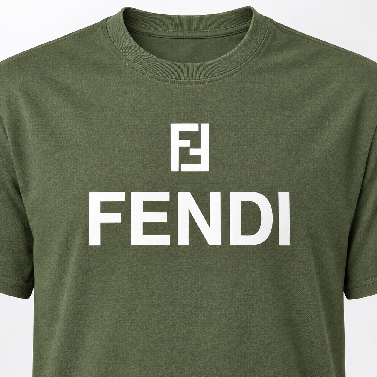 Men's Fendi Cotton T-Shirt | Color: Army Green | Image 5