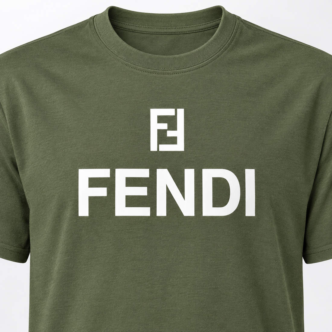 Men's Fendi Cotton T-Shirt | Color: Army Green | Image 5