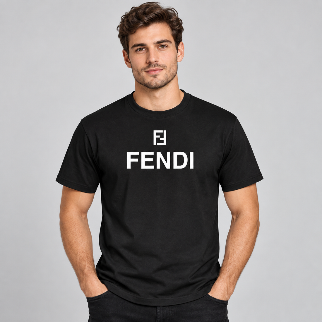 Men's Fendi Cotton T-Shirt | Color: Black | Image 2