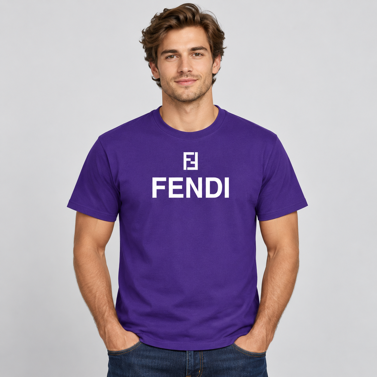 Men's Fendi Cotton T-Shirt | Color: Purple | Image 2