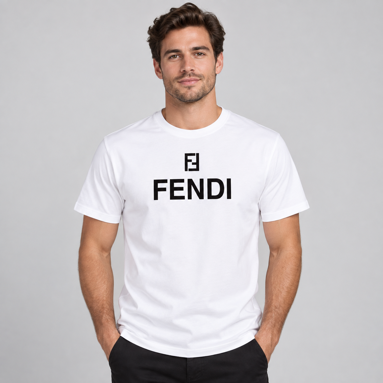 Men's Fendi Cotton T-Shirt | Color: White | Image 2