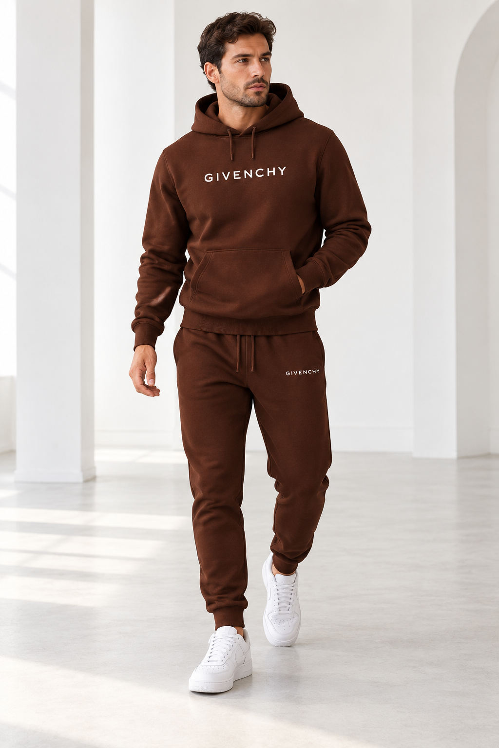 Men's Givenchy Hoodie Joggers Set | Color: Brown | Image 2