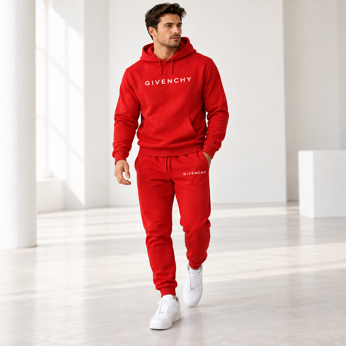 Men's Givenchy Hoodie Joggers Set | Color: Red | Image 2