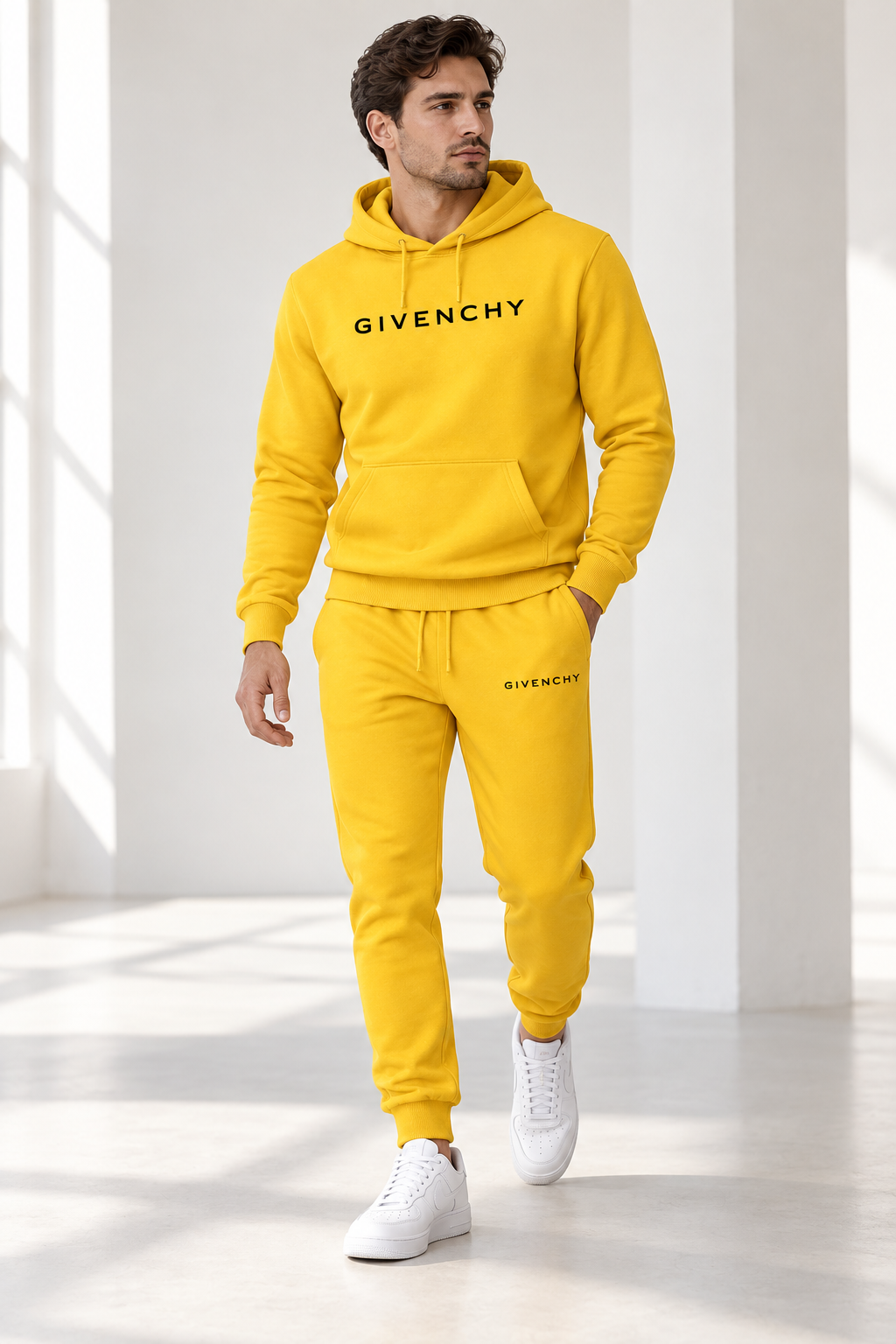 Men's Givenchy Hoodie Joggers Set | Color: Yellow | Image 2