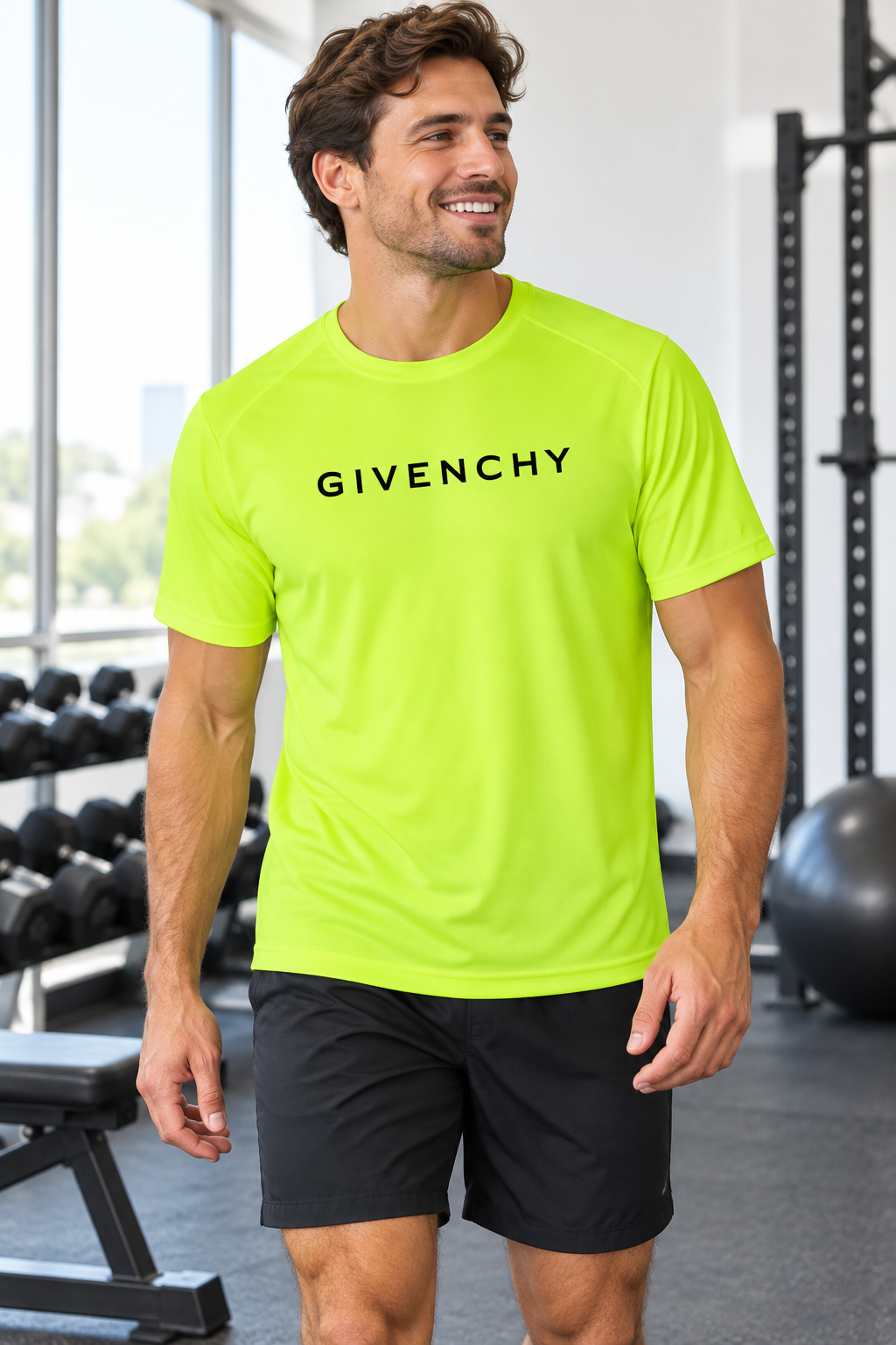 Men's Givenchy Performance T-Shirt | Color: Safety Green | Image 2