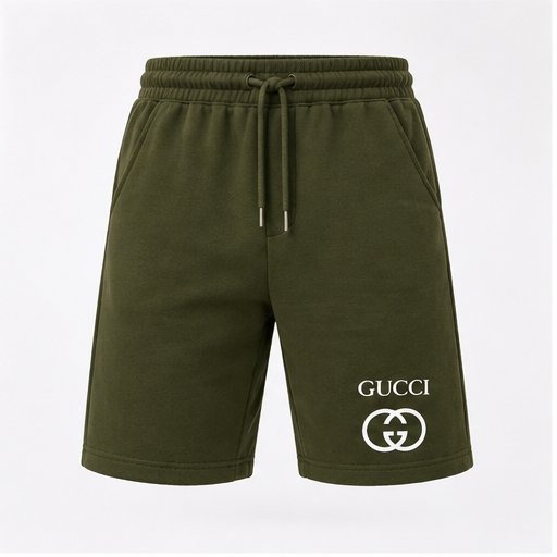 Men's Gucci Athletic Fleece Shorts | Color: Army Green | Image 1