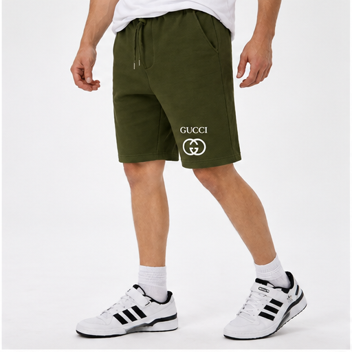 Men's Gucci Athletic Fleece Shorts | Color: Army Green | Image 2
