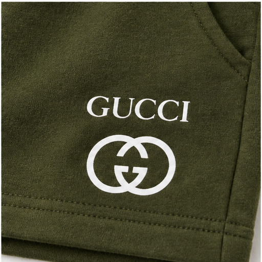 Men's Gucci Athletic Fleece Shorts | Color: Army Green | Image 5