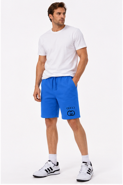 Men's Gucci Athletic Fleece Shorts | Color: Azure | Image 2