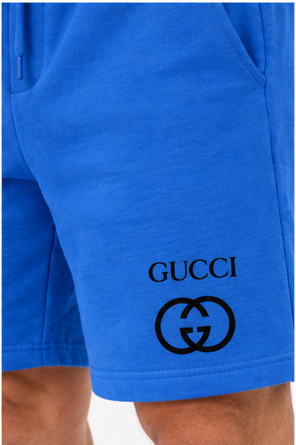 Men's Gucci Athletic Fleece Shorts | Color: Azure | Image 5