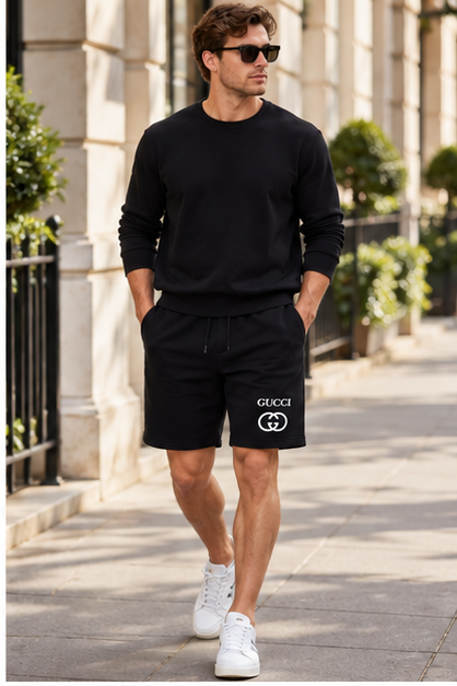 Men's Gucci Athletic Fleece Shorts | Color: Black | Image 3