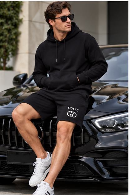 Men's Gucci Athletic Fleece Shorts | Color: Black | Image 4