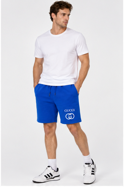 Men's Gucci Athletic Fleece Shorts | Color: Blue | Image 2