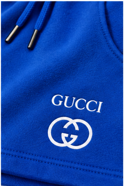 Men's Gucci Athletic Fleece Shorts | Color: Blue | Image 5