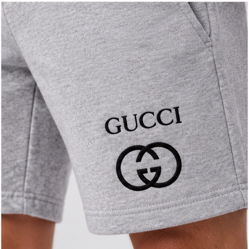 Men's Gucci Athletic Fleece Shorts | Color: Grey | Image 5
