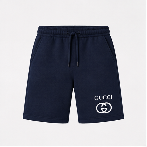 Men's Gucci Athletic Fleece Shorts | Color: Navy | Image 1