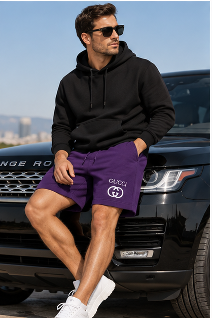 Men's Gucci Athletic Fleece Shorts | Color: Purple | Image 4