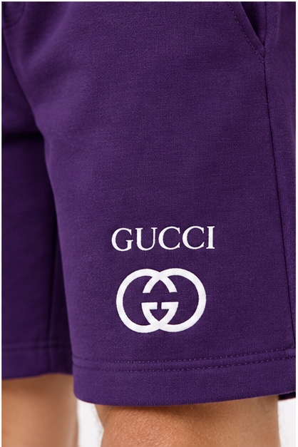 Men's Gucci Athletic Fleece Shorts | Color: Purple | Image 5