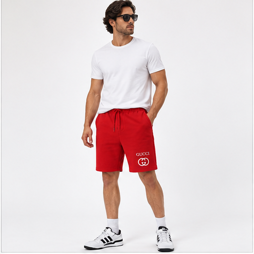 Men's Gucci Athletic Fleece Shorts | Color: Red | Image 2