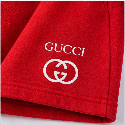 Men's Gucci Athletic Fleece Shorts | Color: Red | Image 5