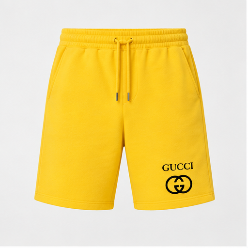 Men's Gucci Athletic Fleece Shorts | Color: Yellow | Image 1