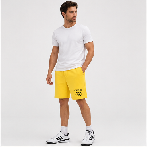 Men's Gucci Athletic Fleece Shorts | Color: Yellow | Image 2
