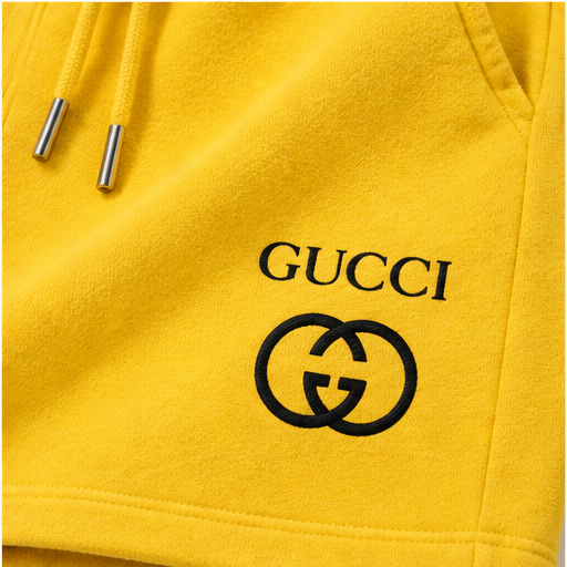 Men's Gucci Athletic Fleece Shorts | Color: Yellow | Image 5