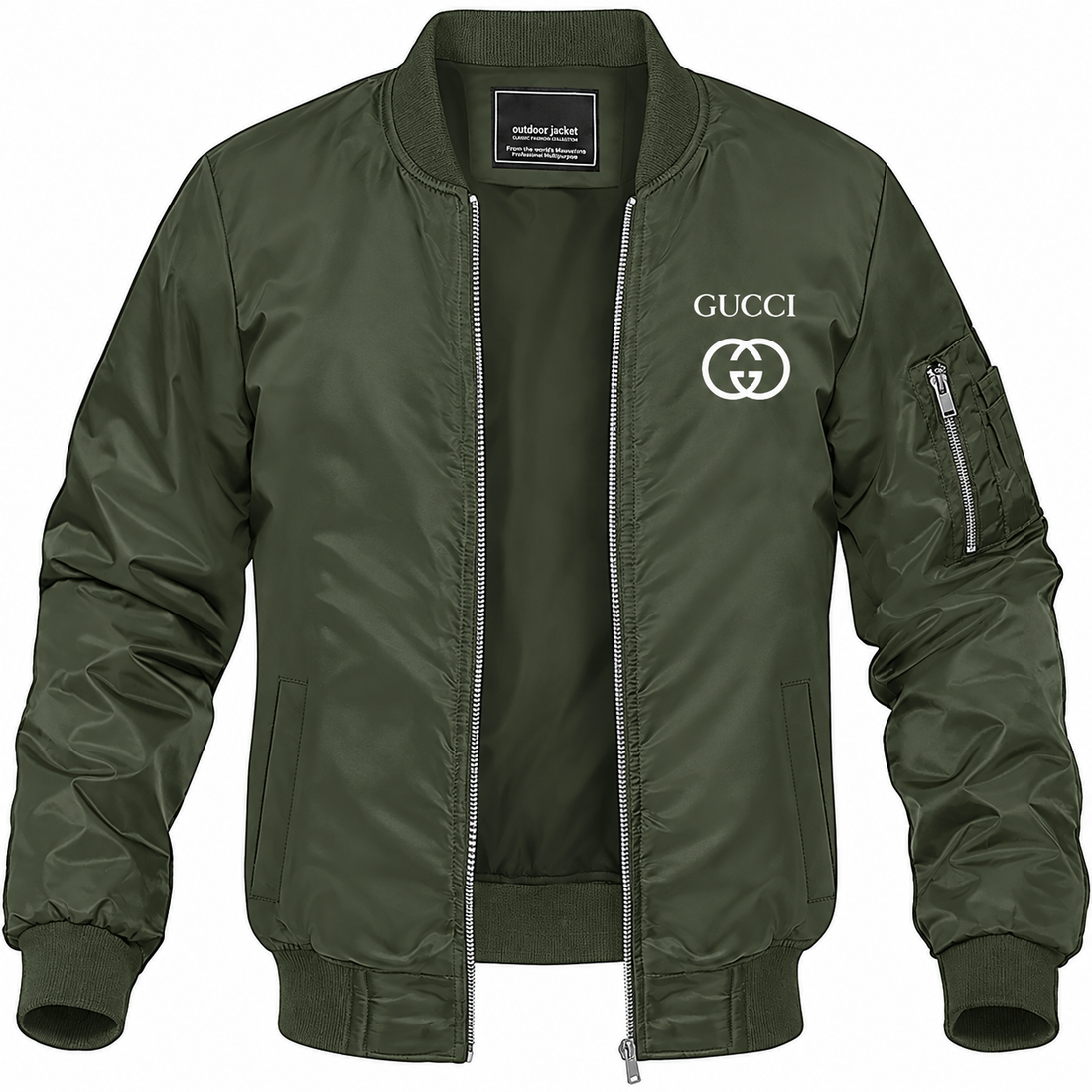 Men's Gucci Lightweight Bomber Jacket | Color: Army Green | Image 1