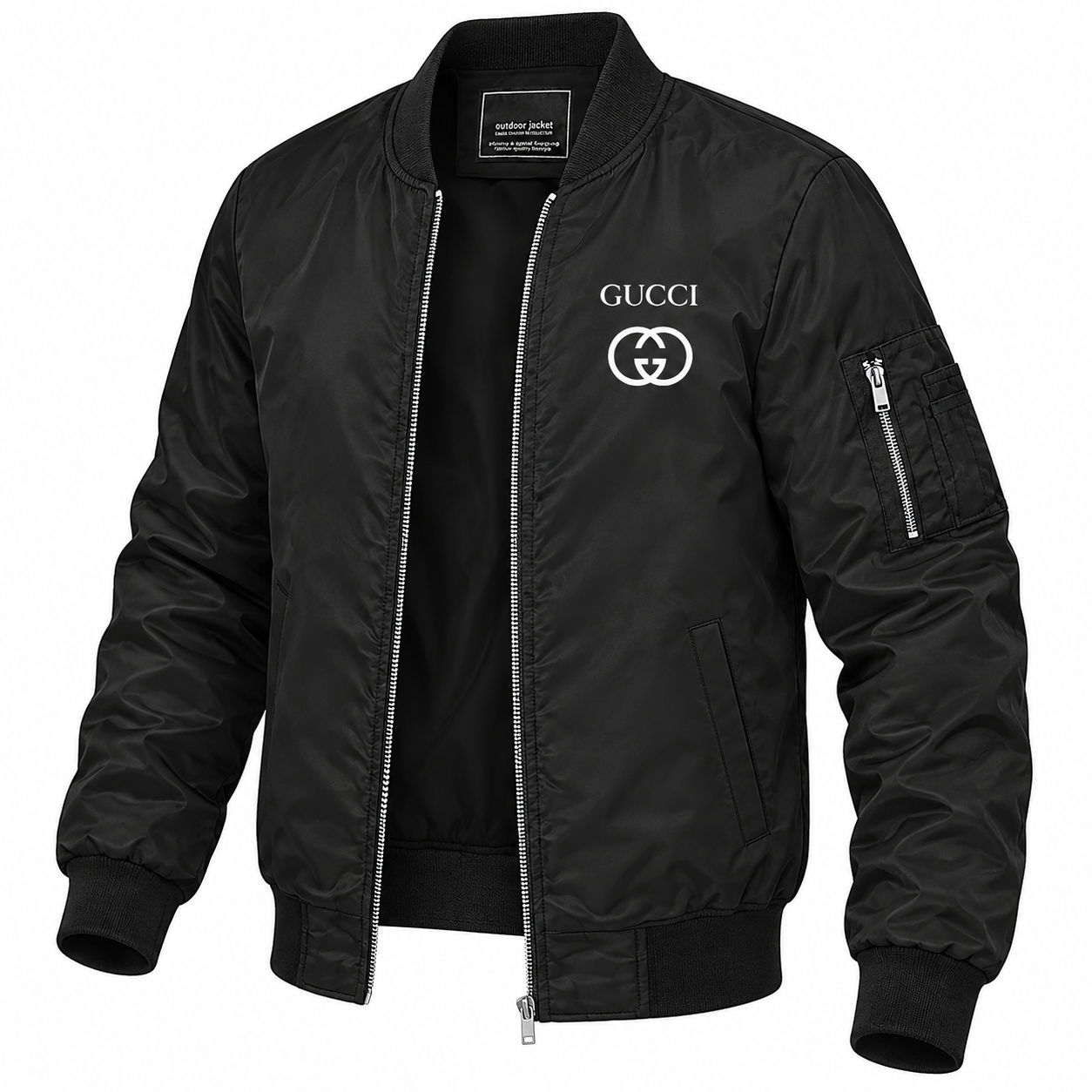 Men's Gucci Lightweight Bomber Jacket | Color: Black | Image 3
