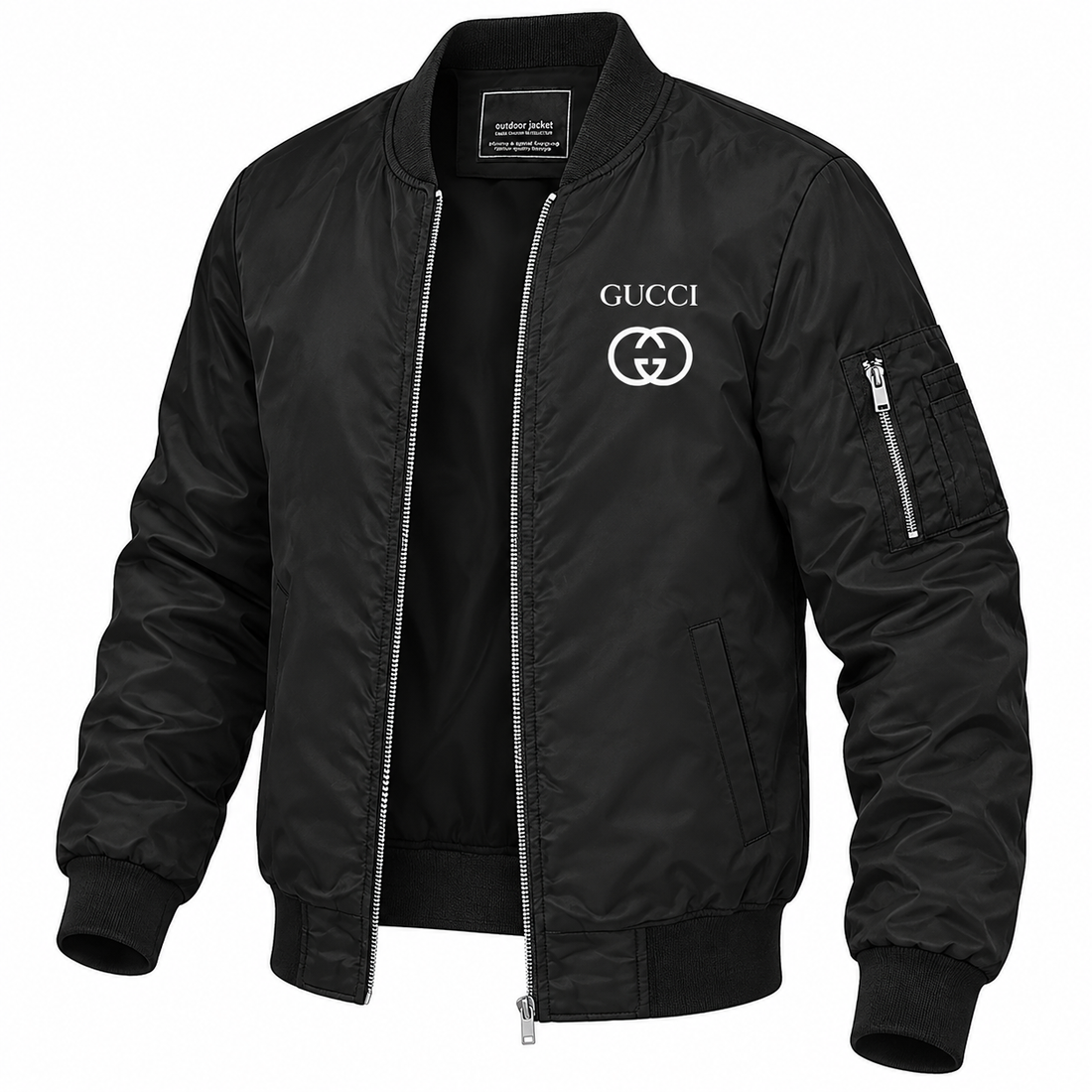 Men's Gucci Lightweight Bomber Jacket | Color: Black | Image 3