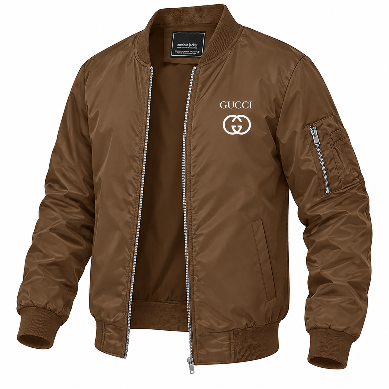 Men's Gucci Lightweight Bomber Jacket | Color: Brown | Image 3