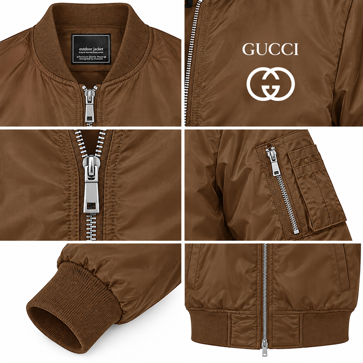 Men's Gucci Lightweight Bomber Jacket | Color: Brown | Image 4