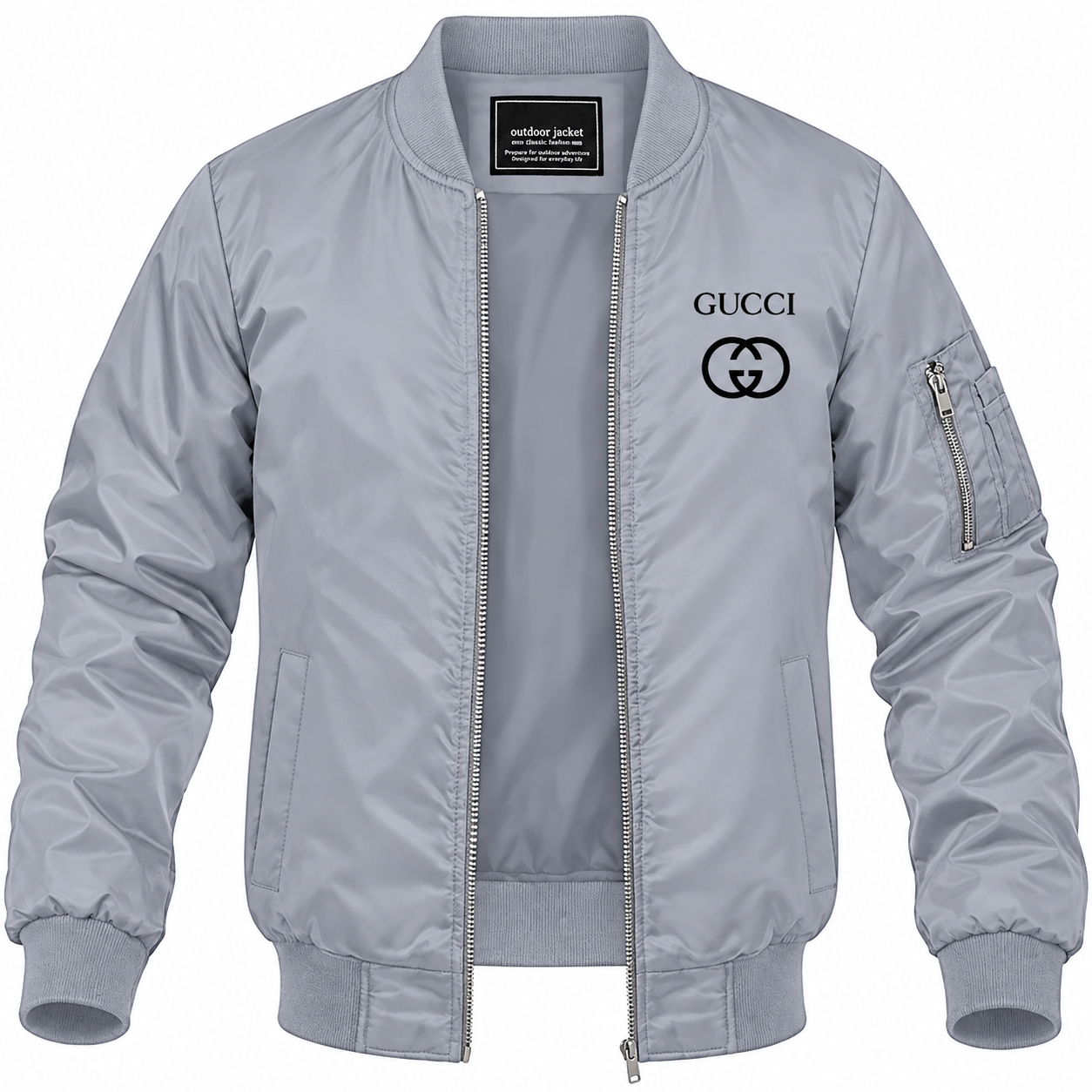 Men's Gucci Lightweight Bomber Jacket | Color: Grey | Image 1