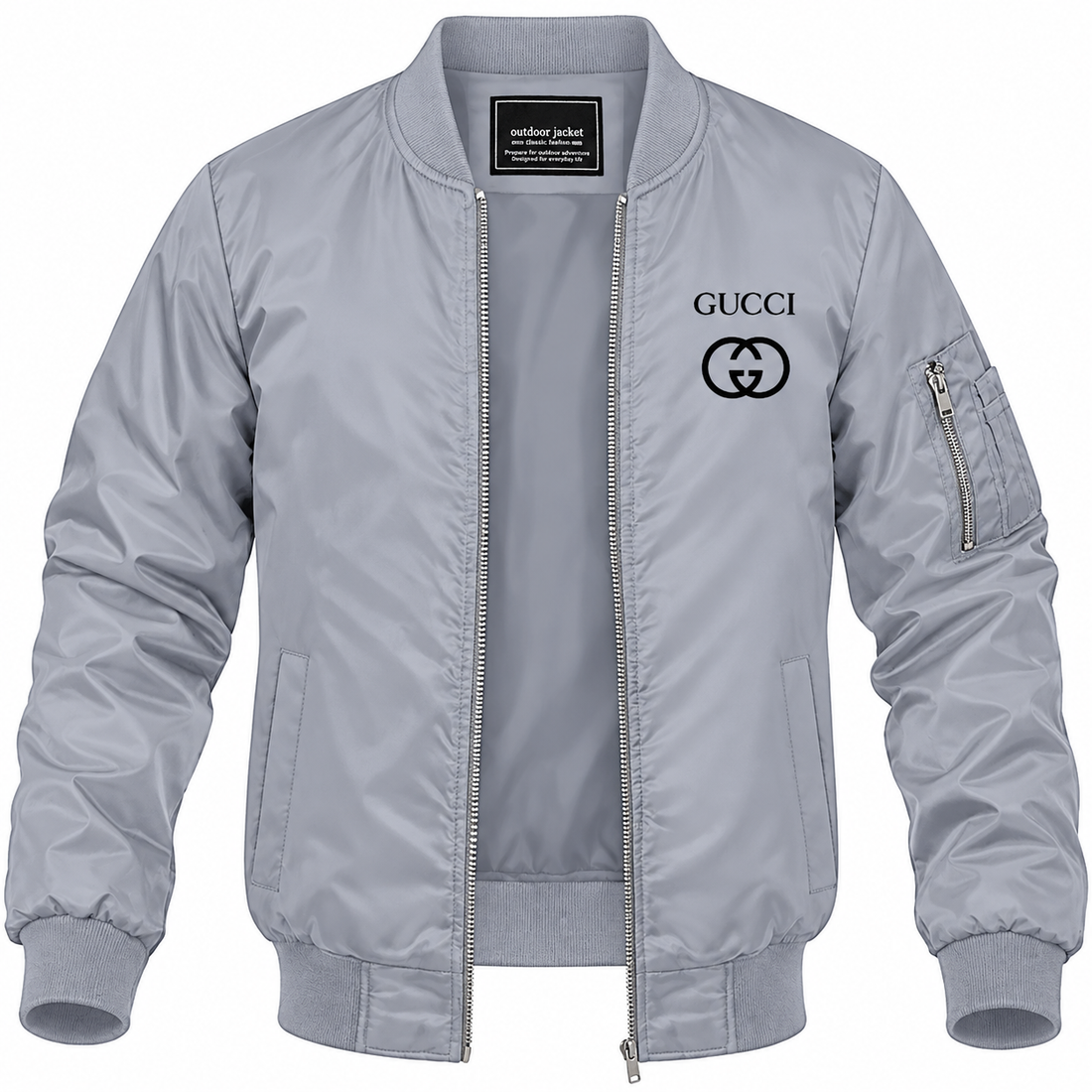 Men's Gucci Lightweight Bomber Jacket | Color: Grey | Image 1