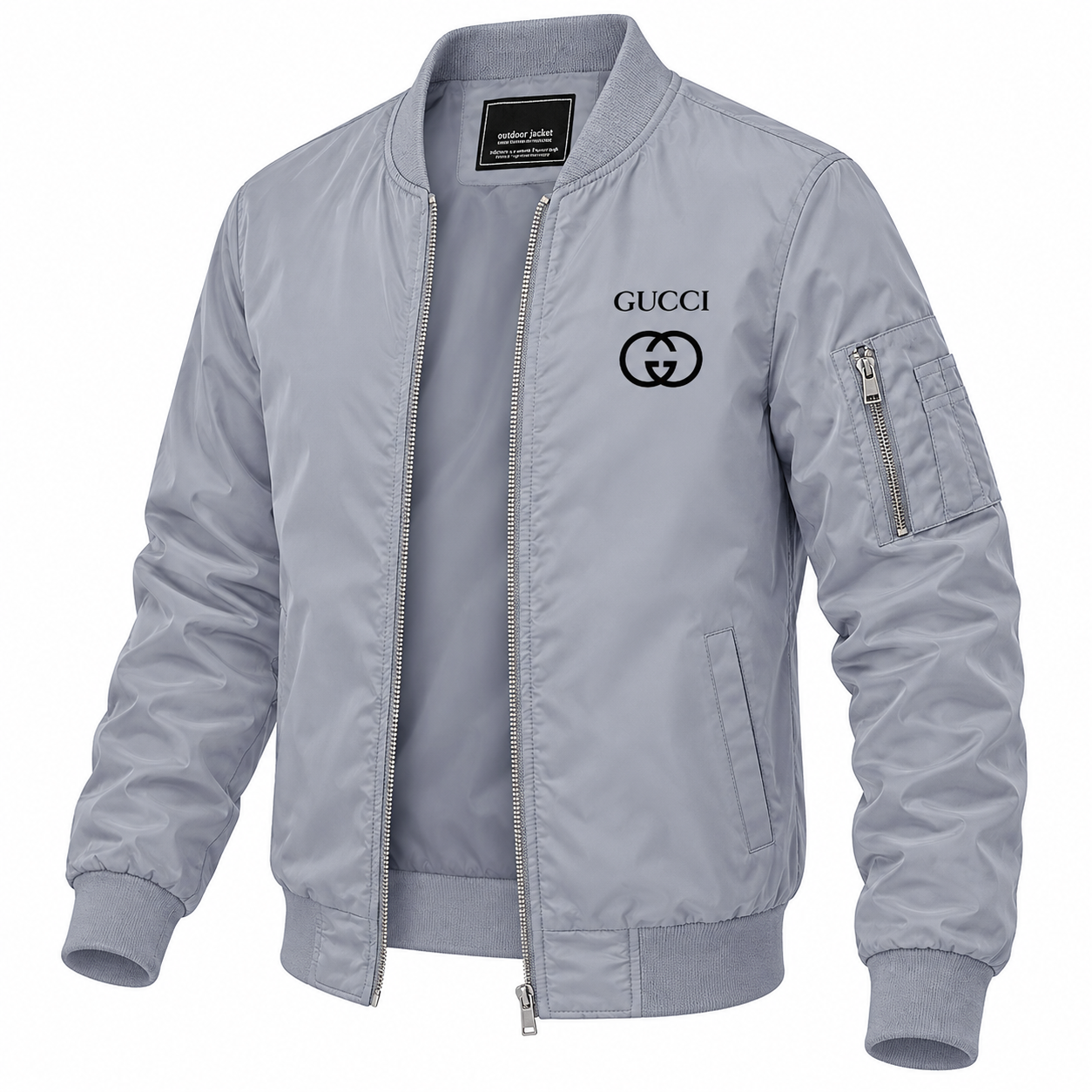 Men's Gucci Lightweight Bomber Jacket | Color: Grey | Image 3
