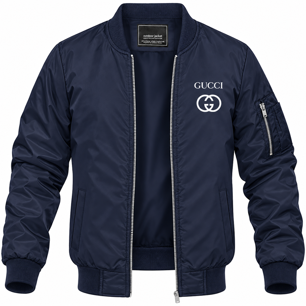 Men's Gucci Lightweight Bomber Jacket | Color: Navy | Image 3