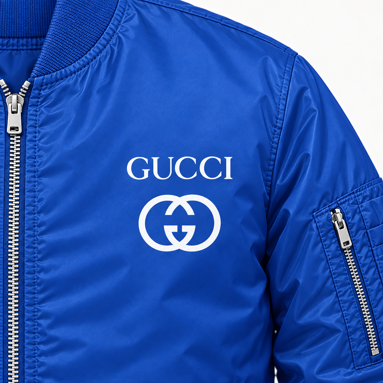 Men's Gucci Lightweight Bomber Jacket | Color: Royal Blue | Image 3