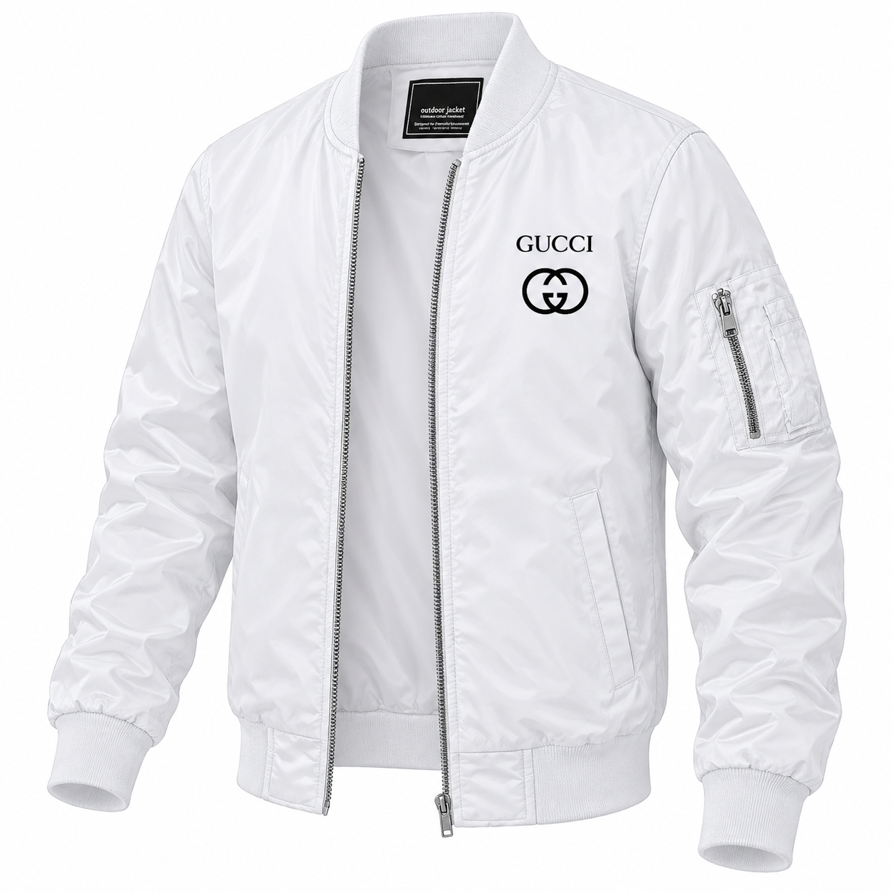 Men's Gucci Lightweight Bomber Jacket | Color: White | Image 3
