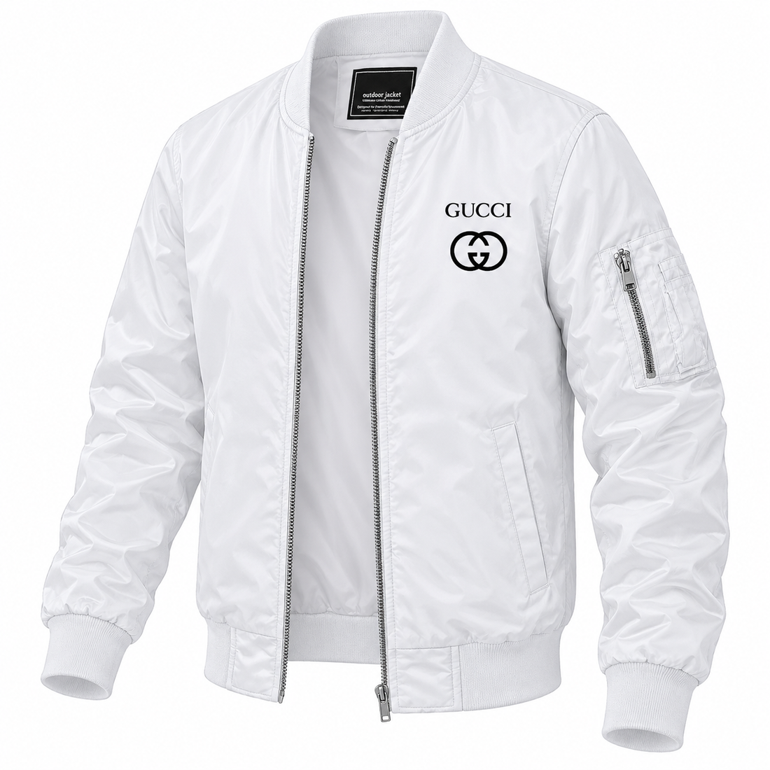 Men's Gucci Lightweight Bomber Jacket | Color: White | Image 3