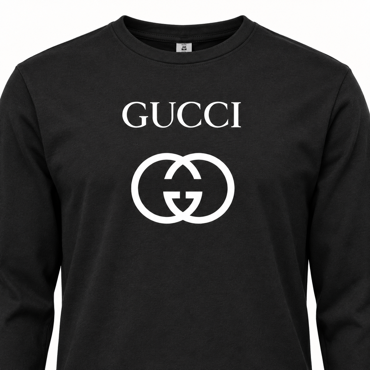 Men's Gucci cotton long sleeve T-shirt black print detail image