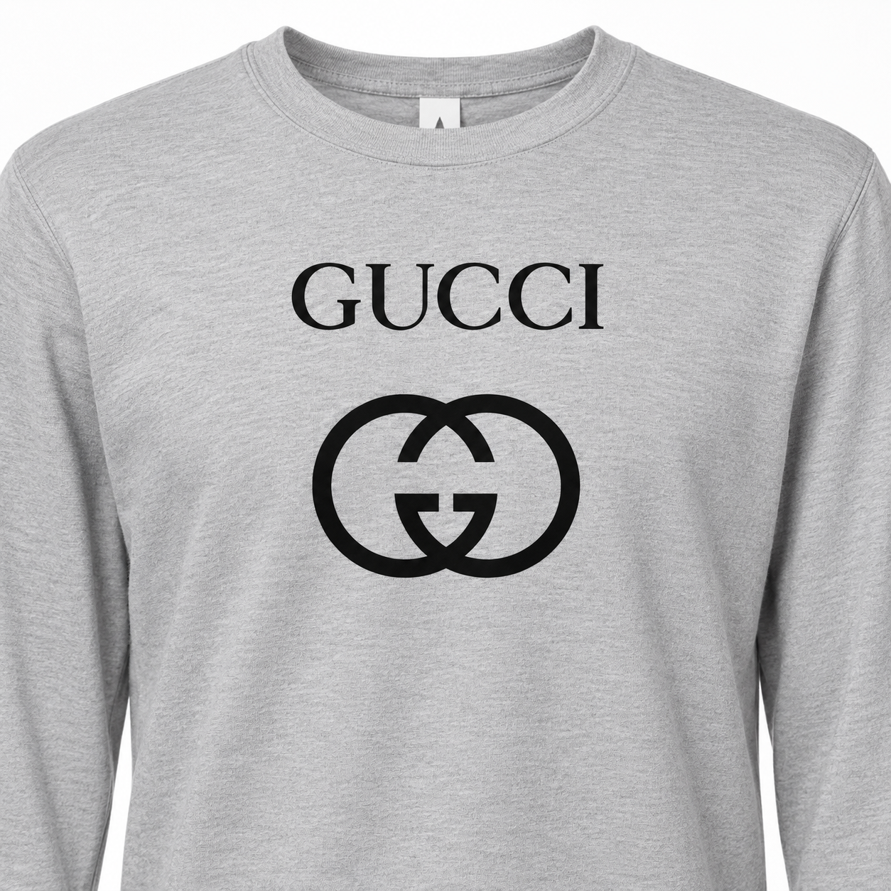 Men's Gucci cotton long sleeve T-shirt grey print detail image