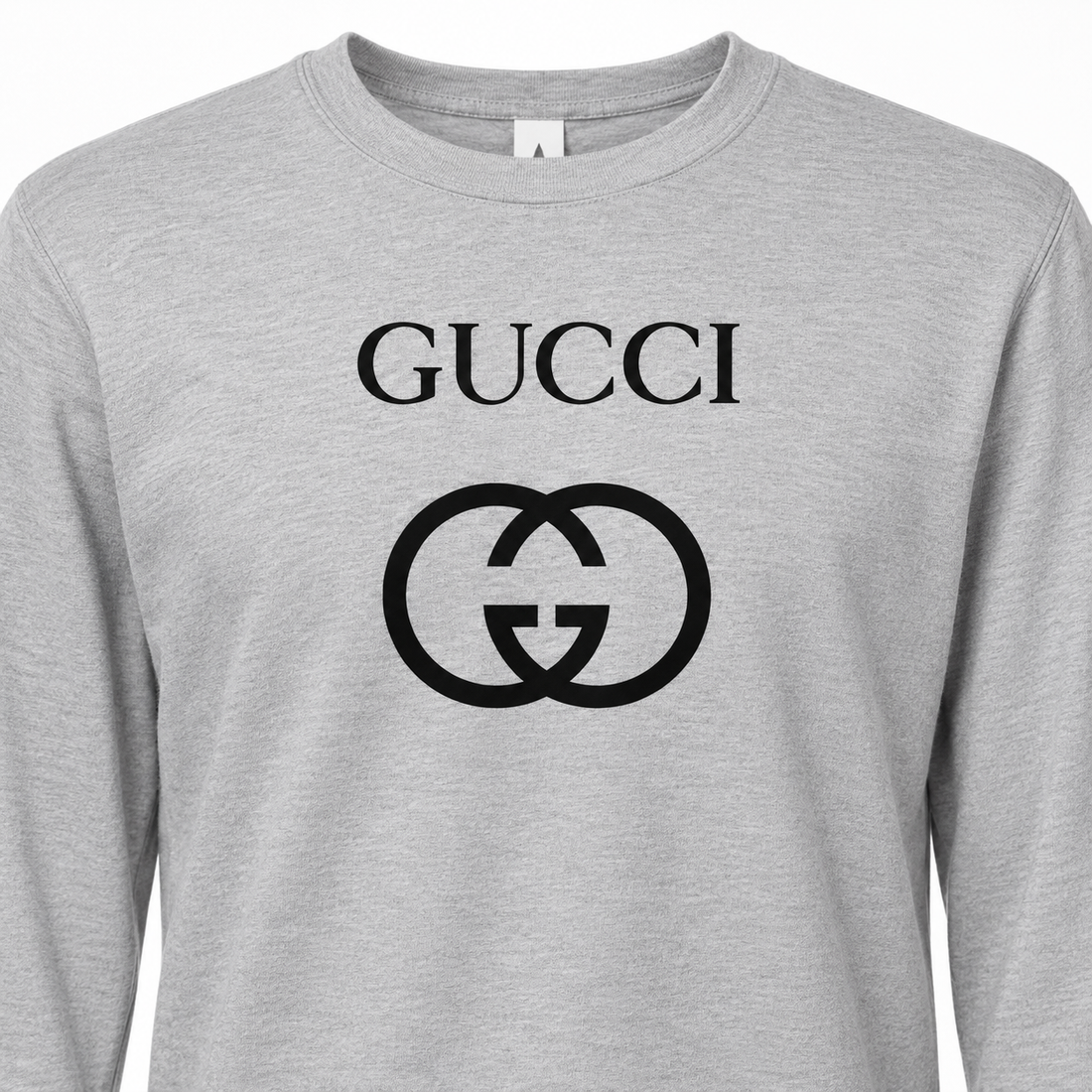 Men's Gucci cotton long sleeve T-shirt grey print detail image