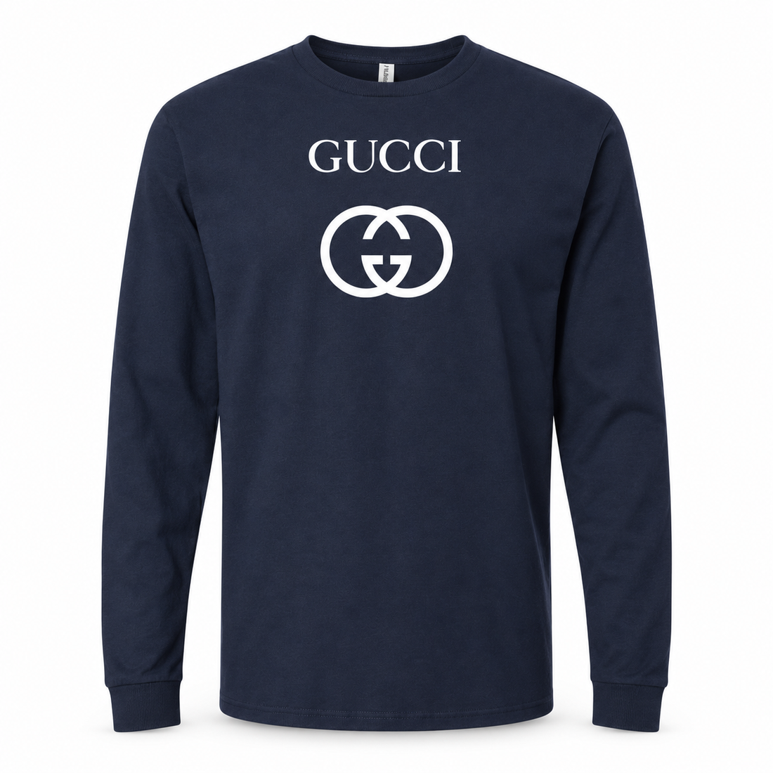 Men's Gucci cotton long sleeve T-shirt navy front main product image