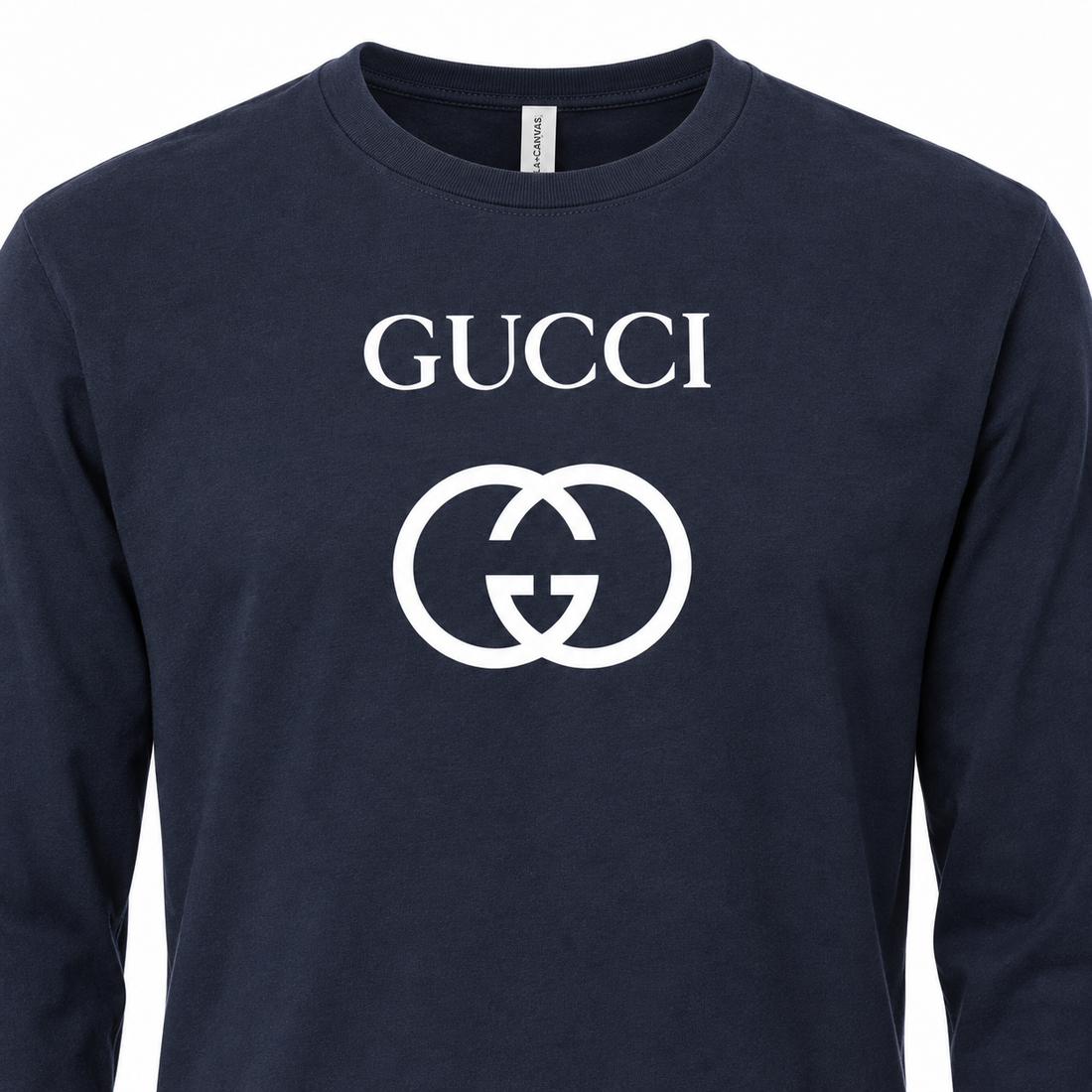 Men's Gucci cotton long sleeve T-shirt navy print detail image