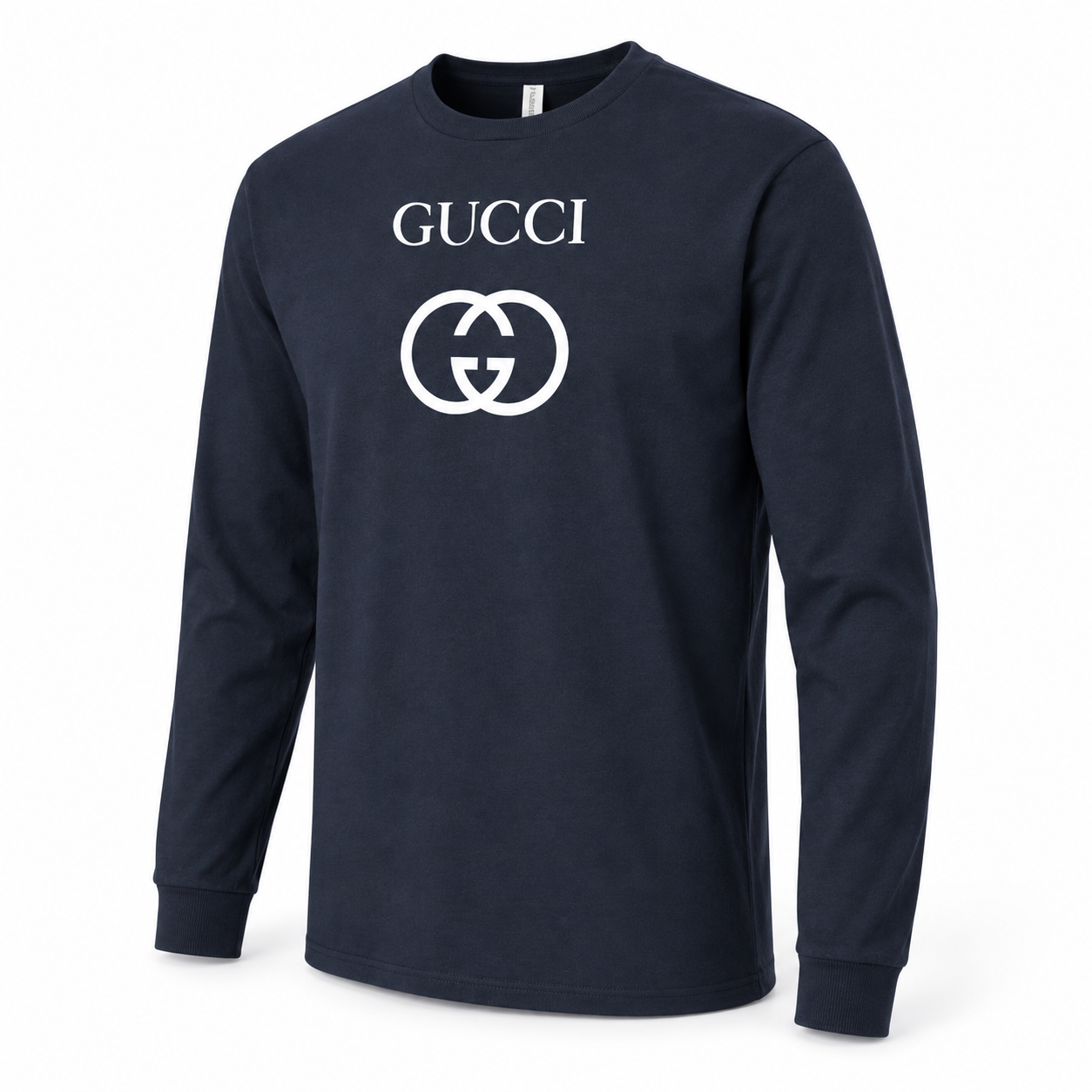 Men's Gucci cotton long sleeve T-shirt navy alternate angle image