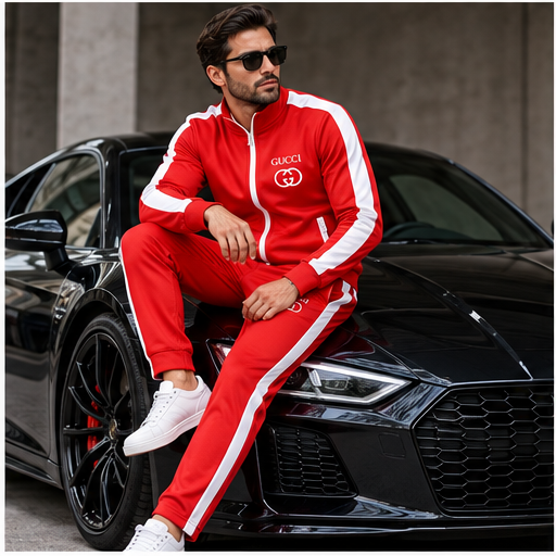 Men's Gucci Dri-Fit TrackSuit | Color: Red | Image 4