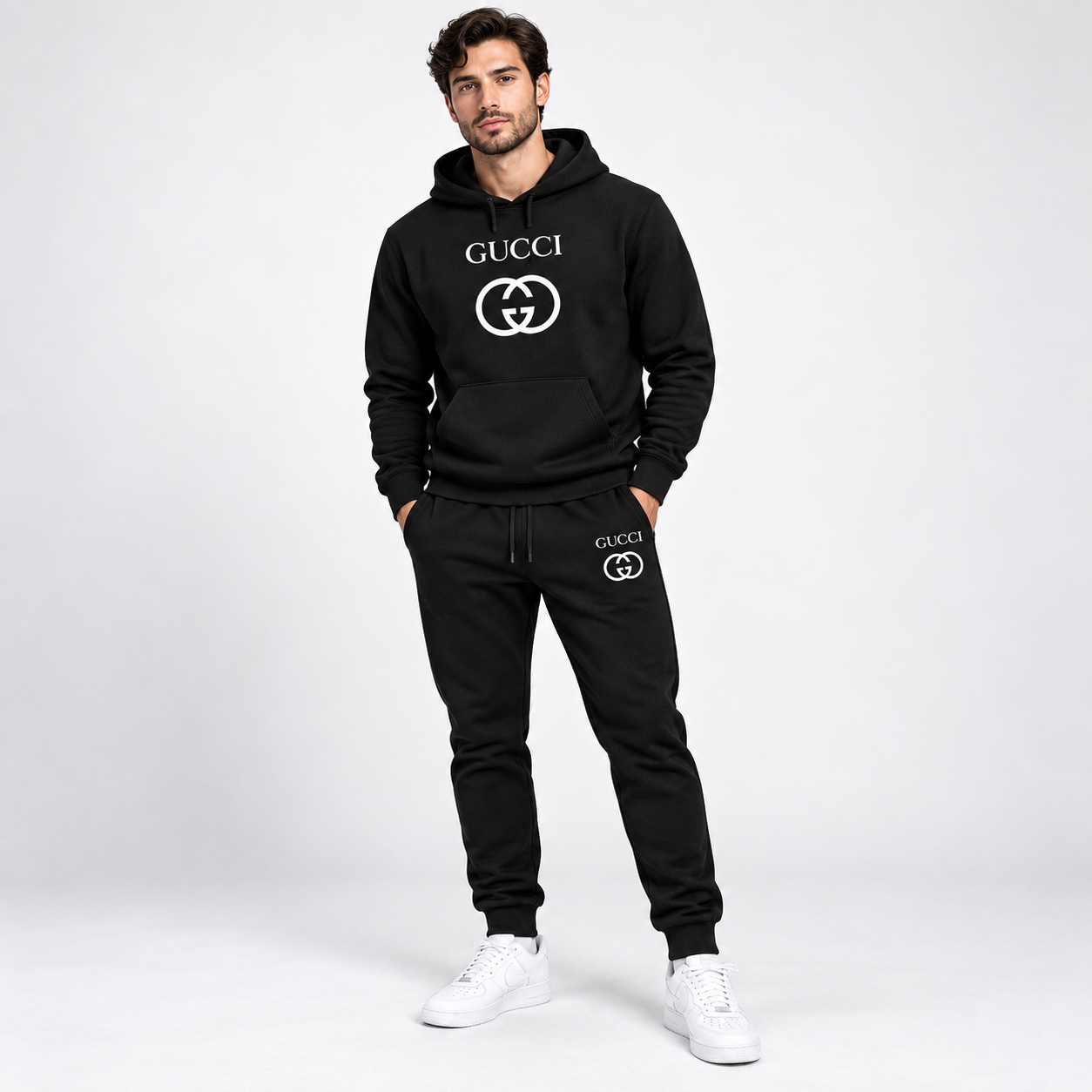 Men's Gucci Hoodie Joggers Set | Color: Black | Image 2